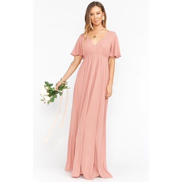 Show Me Your Mumu Emily Empire Maxi Dress Rustic Mauve Crisp XS - Picture 2 of 5
